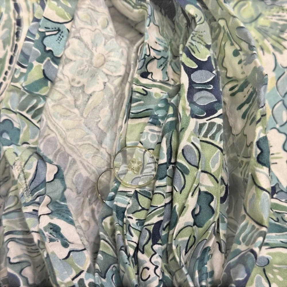 Pottery Barn Full Queen Duvet Cover Blue Green Paisley Floral Organic Cotton
